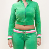 Veste velours col - matcha
