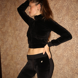 Veste velours col - noir