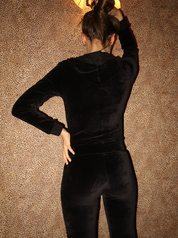 Veste capuche velours - noir