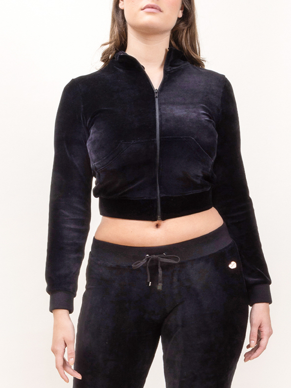 Veste velours col - noir