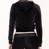 Veste capuche velours - noir