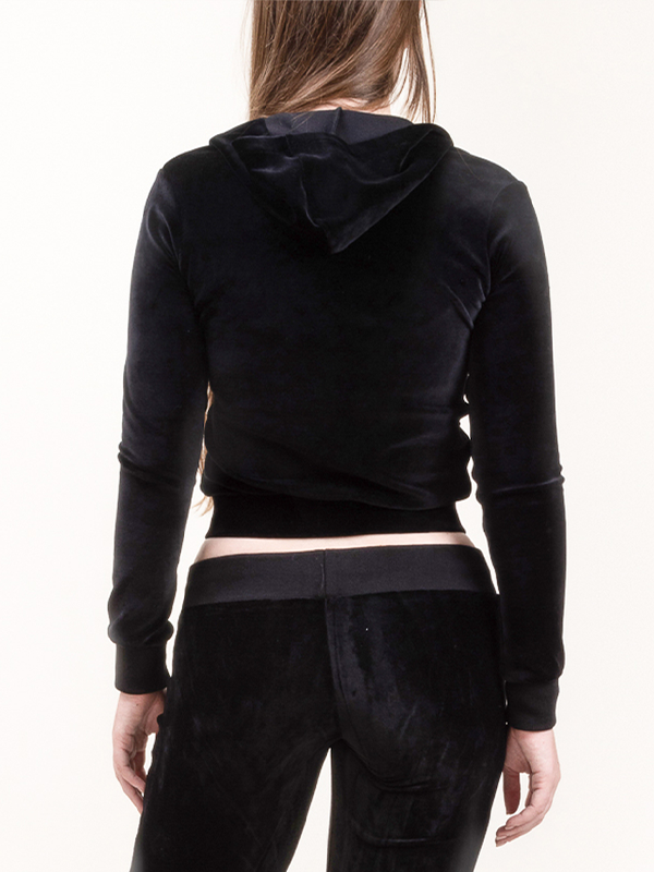 Veste capuche velours - noir
