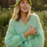 Cardigan long en mohair - Vert