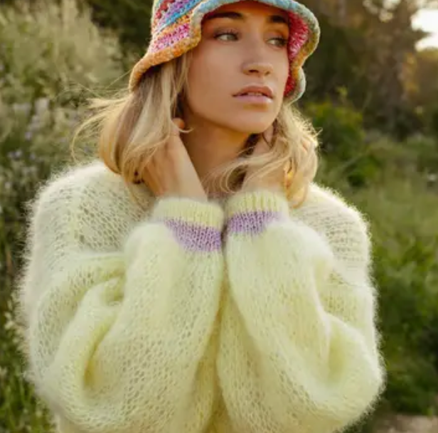 Cardigan long en mohair - Jaune