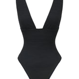 Photo détourée sur fond blanc du maillot de bain une pièce Saltwhitstle noir jacquard