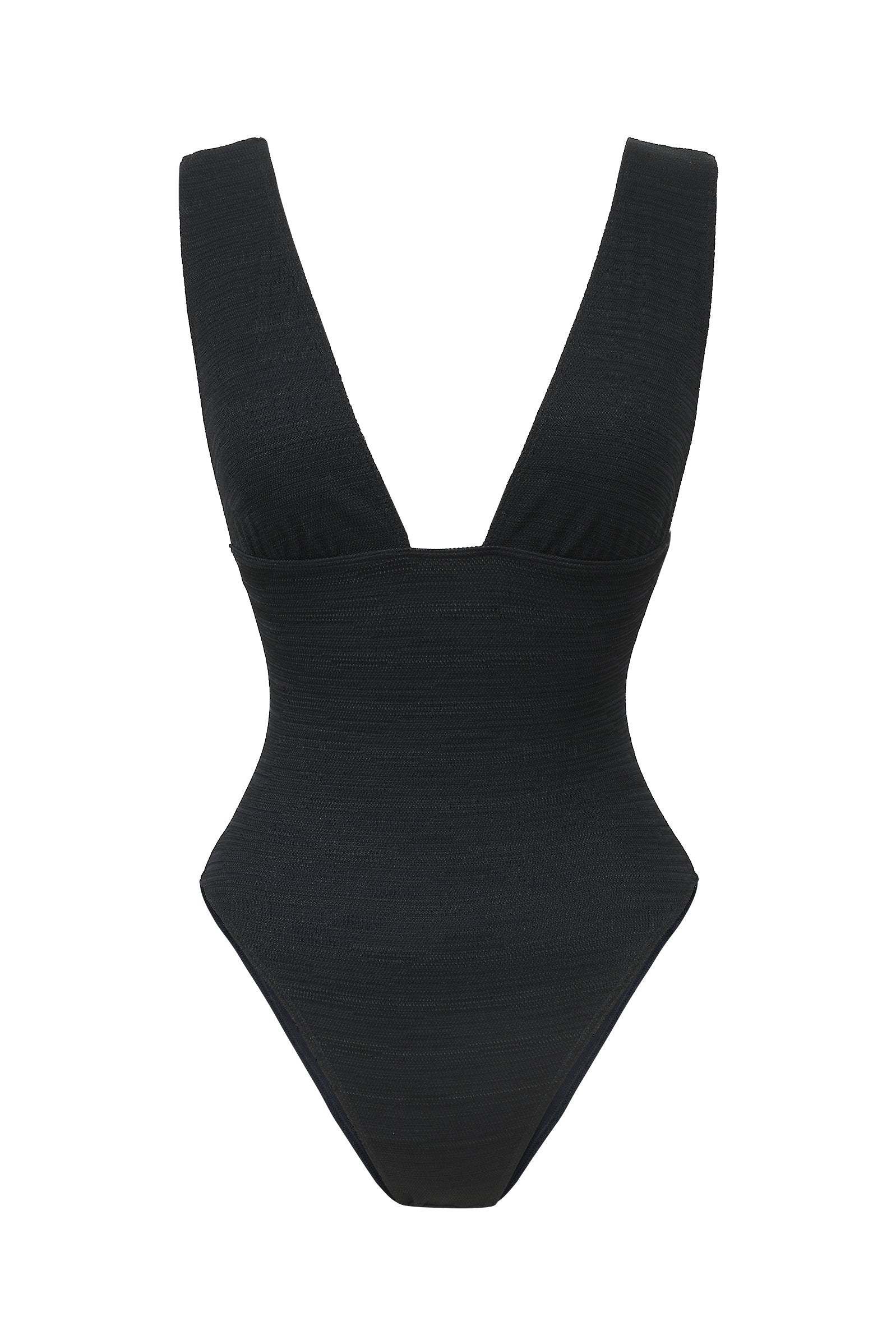Photo détourée sur fond blanc du maillot de bain une pièce Saltwhitstle noir jacquard