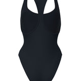 Photo détourée sur fond blanc du maillot de bain une pièce Marmi en noir, de dos
