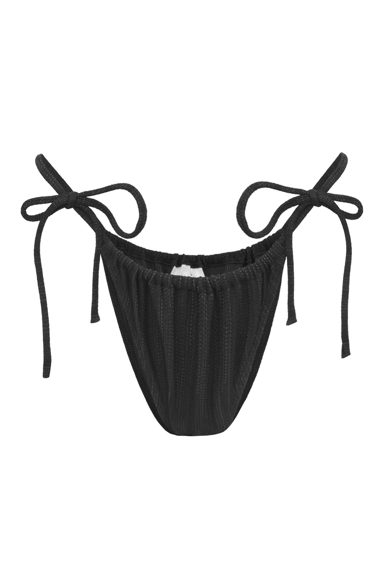 Photo détourée sur fond blanc du bas de maillot Damour de couleur noire, en matière jacquard.