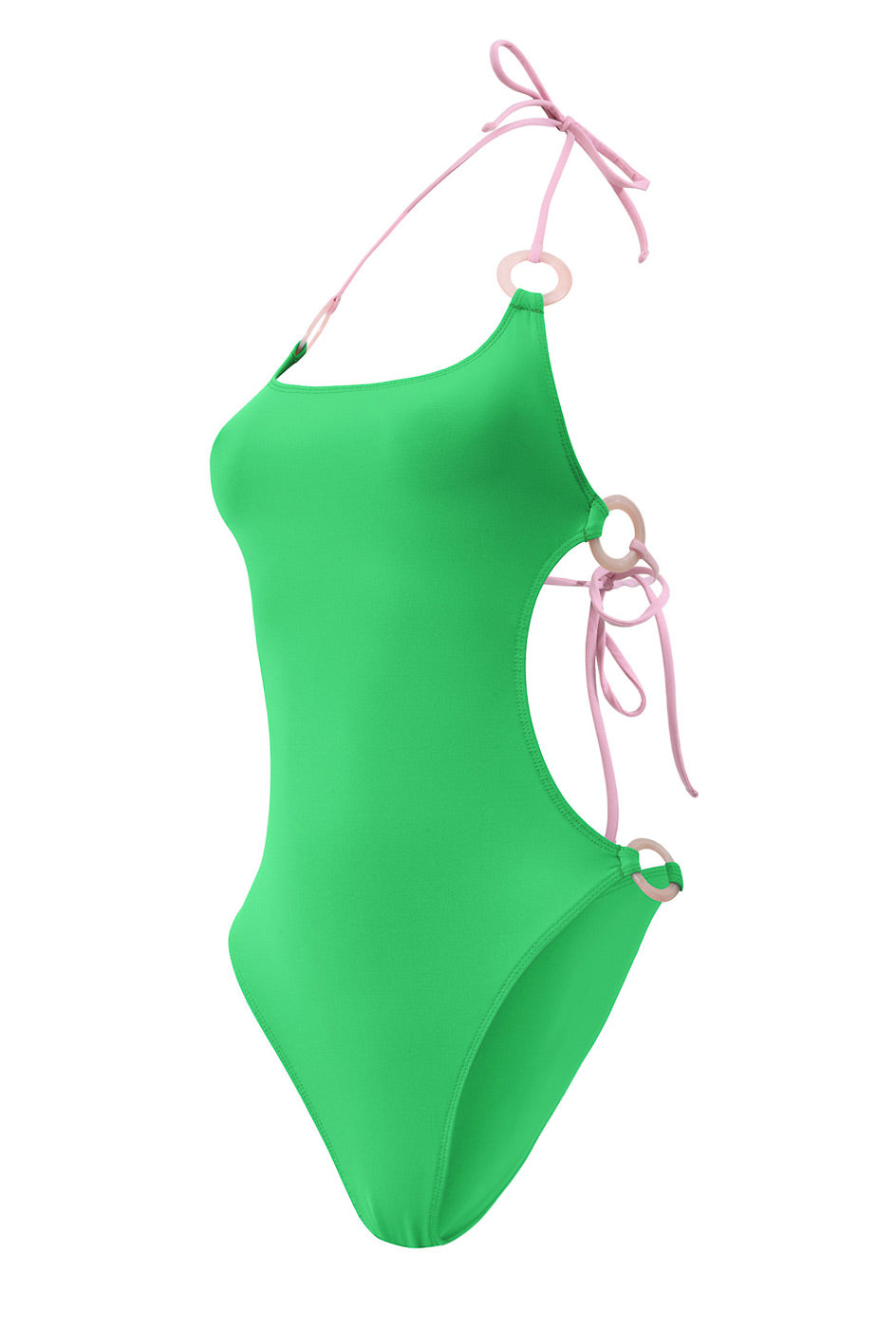 Photo détourée sur fond blanc du maillot de bain une pièce Donatella couleur blush et matcha, de face