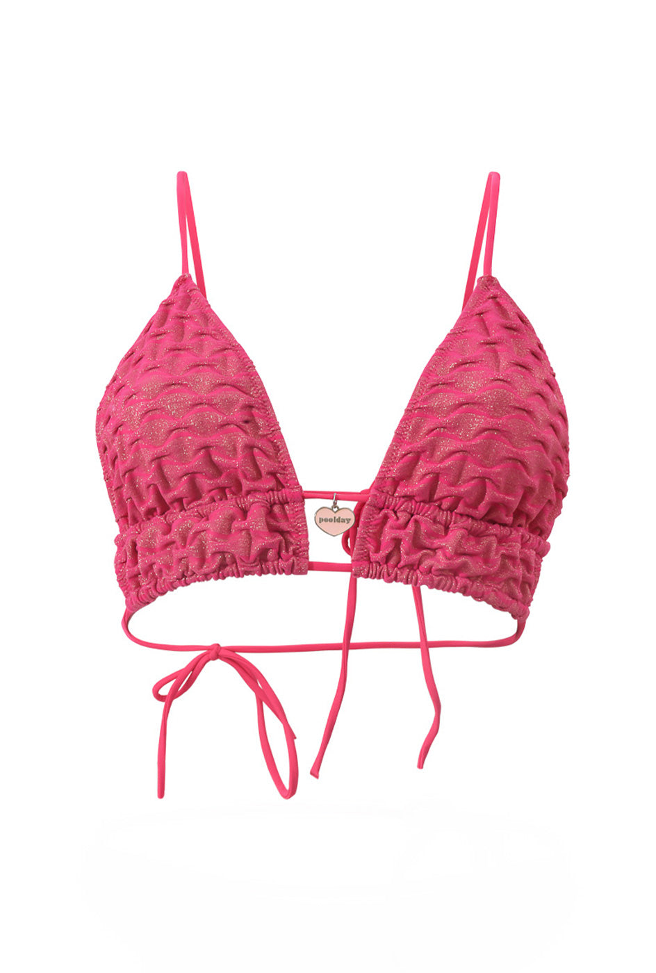 Photo détourée sur fond blanc du haut de maillot de bain Stromboli en fuschia waffle