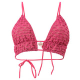Photo détourée sur fond blanc du haut de maillot de bain Stromboli en fuschia waffle