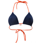 Photo détourée sur fond blanc du haut de maillot de bain Talita en tangerine et matière éponge.
