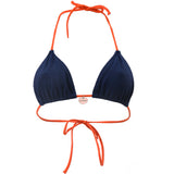 Photo détourée sur fond blanc du haut de maillot de bain Talita en tangerine et matière éponge.