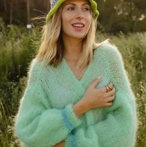 Cardigan long en mohair - Vert