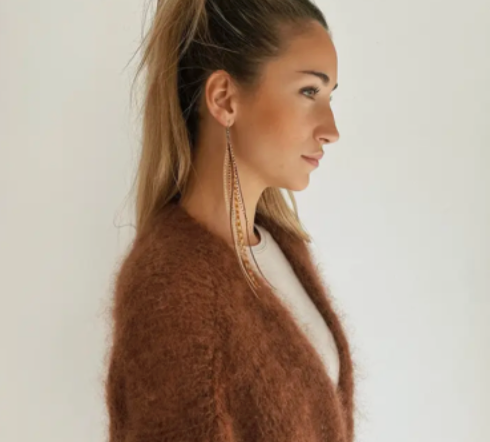 Cardigan court en mohair - Marron