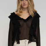 Blouse noir volants