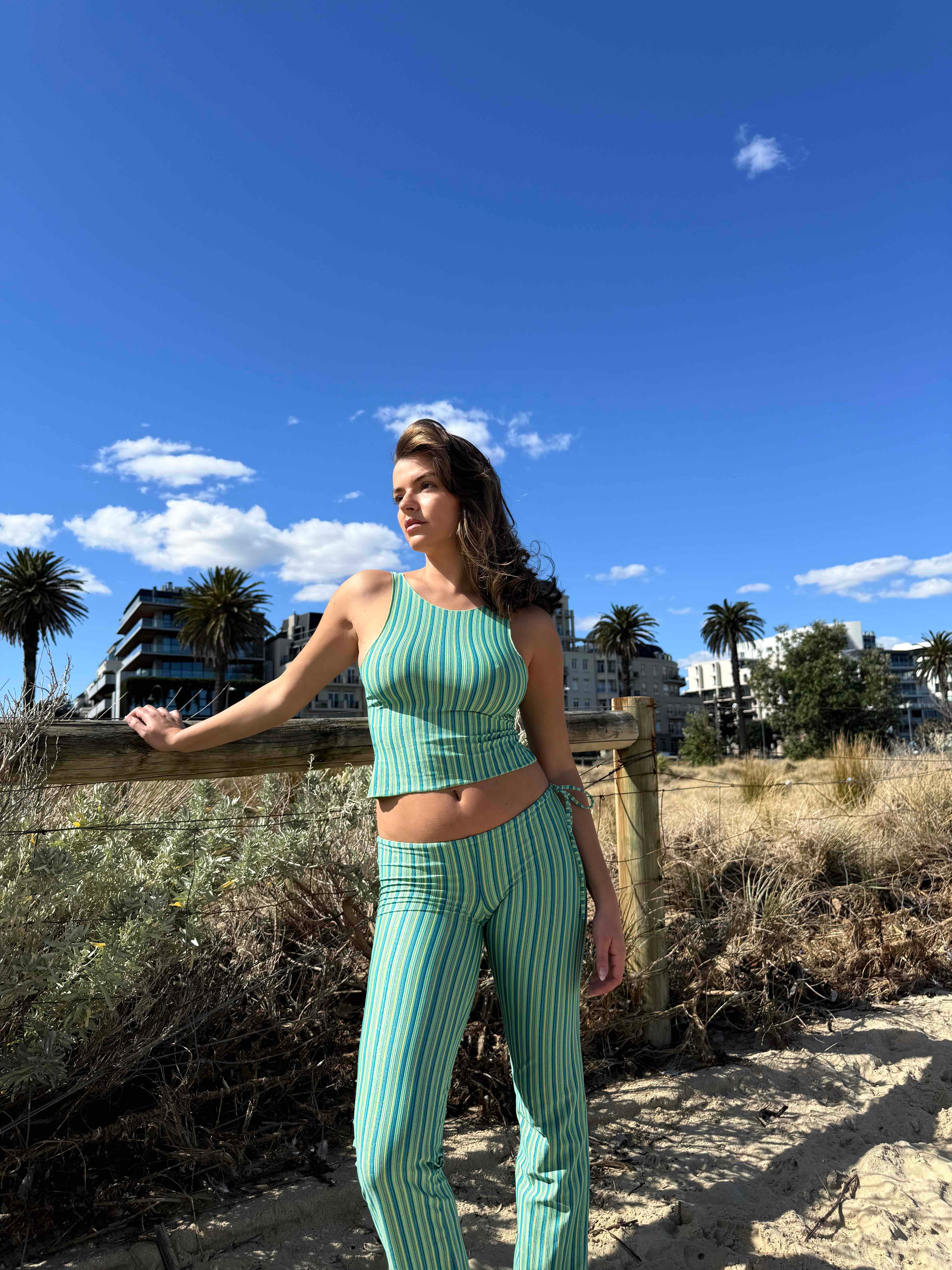 Top Léa - vert rayé