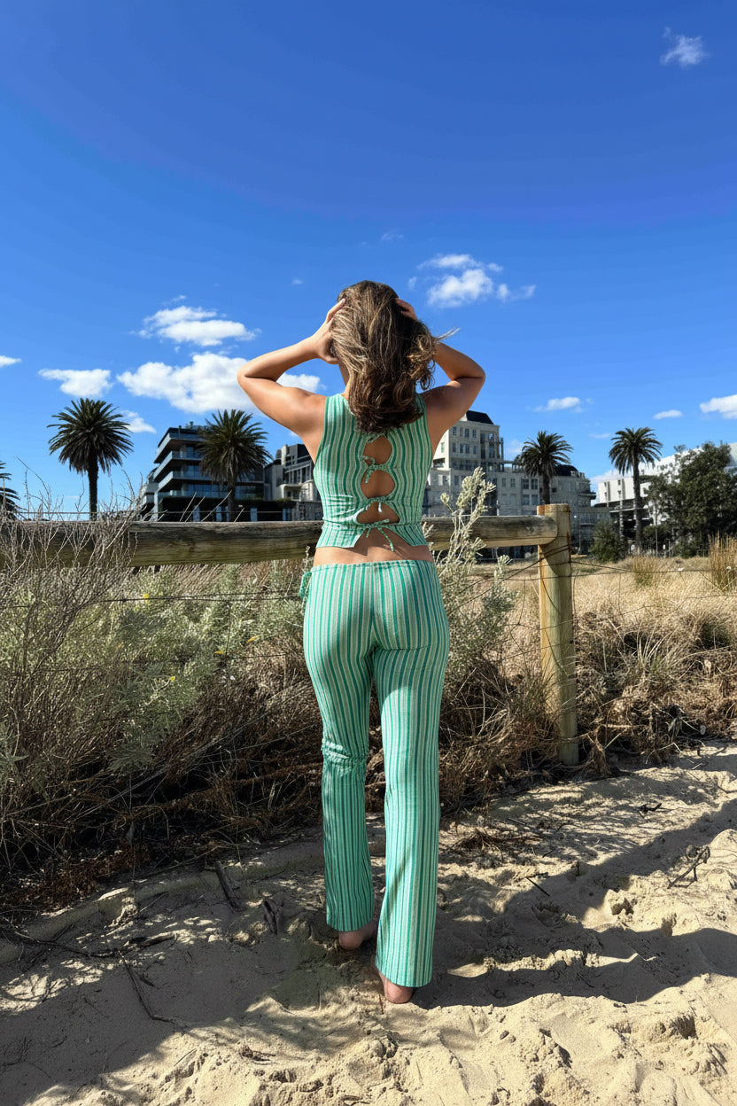Pantalon Paola - Vert rayé