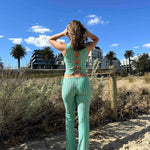 Pantalon Paola - Vert rayé