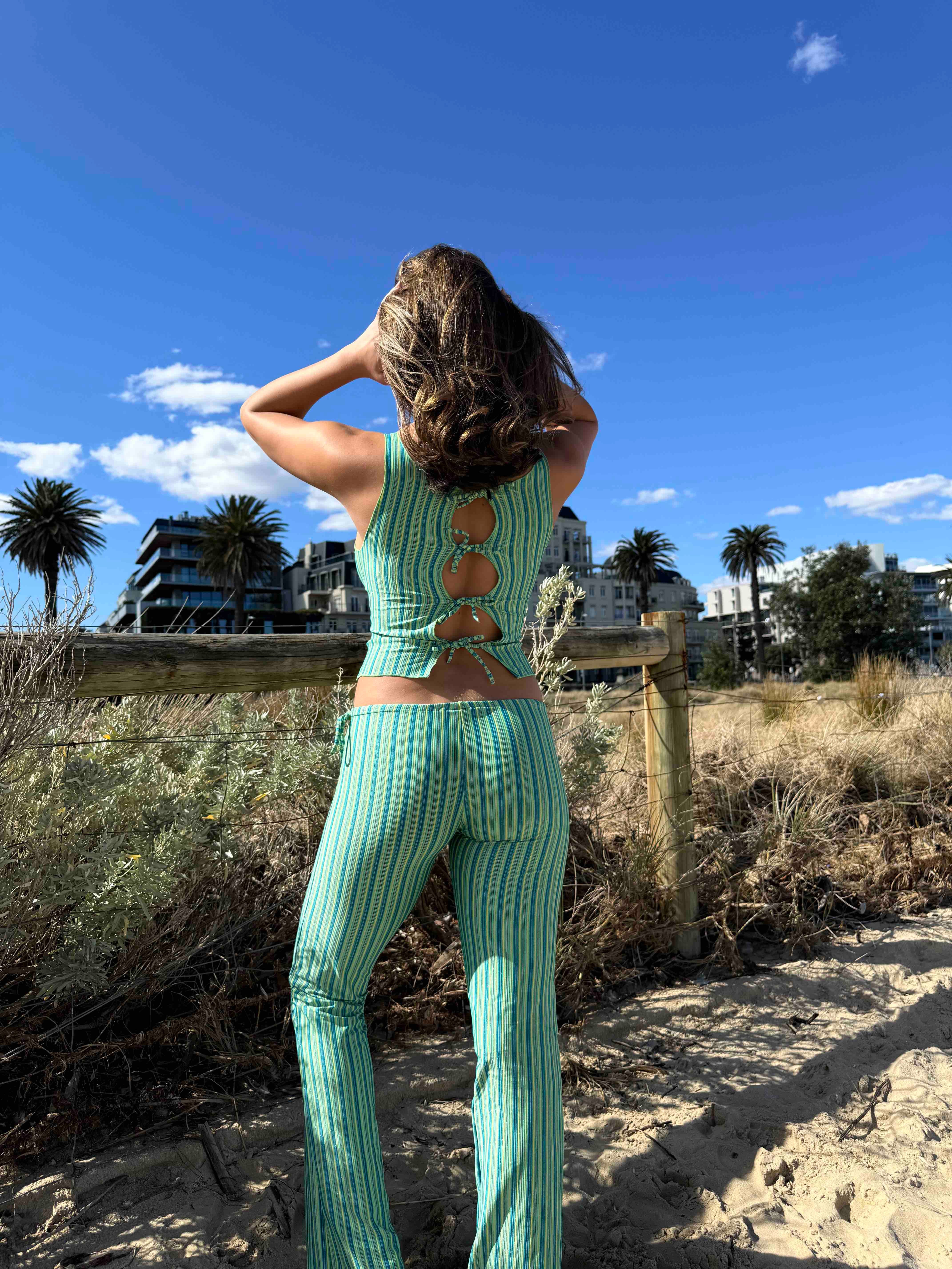 Pantalon Paola - Vert rayé