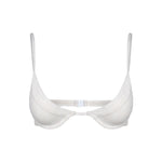 Photo détourée sur fond blanc du haut de maillot de bain Milazzo blanc jacquard