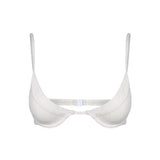 Photo détourée sur fond blanc du haut de maillot de bain Milazzo blanc jacquard