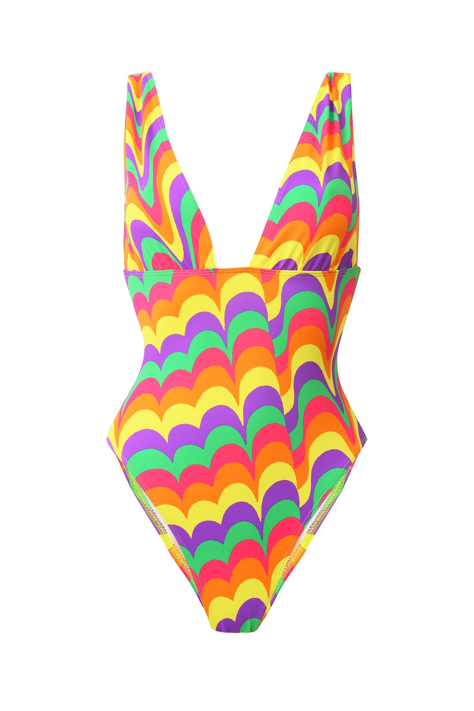 Photo détourée sur fond blanc du maillot de bain une pièce en coloris waves