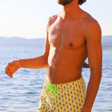 Photo d'un homme à la plage portant le short de maillot de bain Big Jano Brai x Poolday