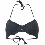 Photo détourée sur fond blanc du haut de maillot de bain Amalfi noir rayé