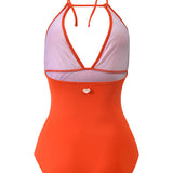 Photo de dos détourée sur fond blanc du maillot de bain une pièce Positano en orange Tangerine