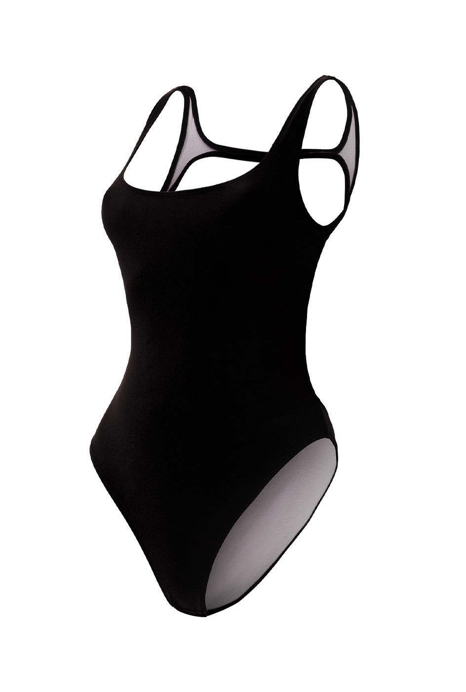 Photo détourée sur fond blanc du maillot de bain une pièce Sorrente noir, de face
